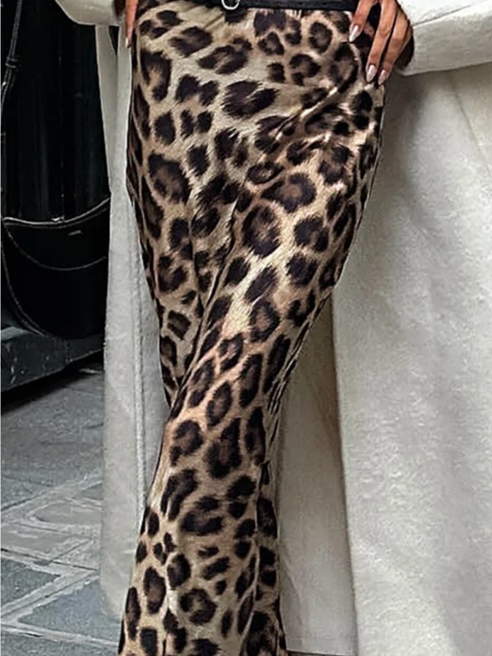 Commense Leopard-Print slim maxi Skirt